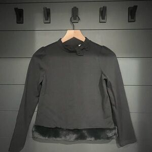 NWT Janie & Jack Girls Top with Fur trim and Bow Detail